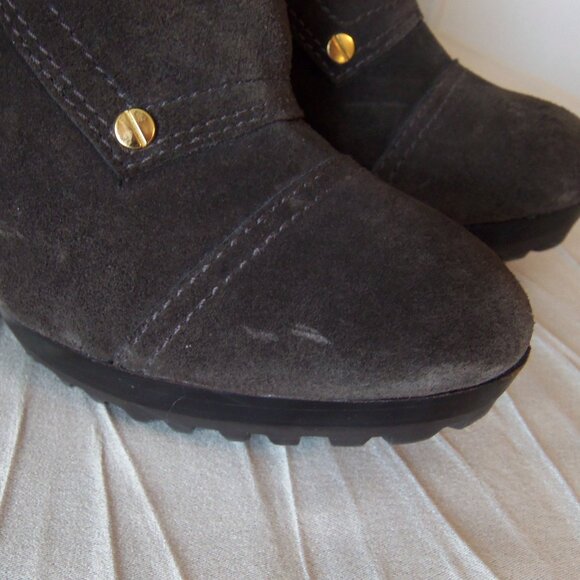 Tory Burch Tall Brown Suede Buckle Heeled Boots sz 6.5 - Picture 10 of 15